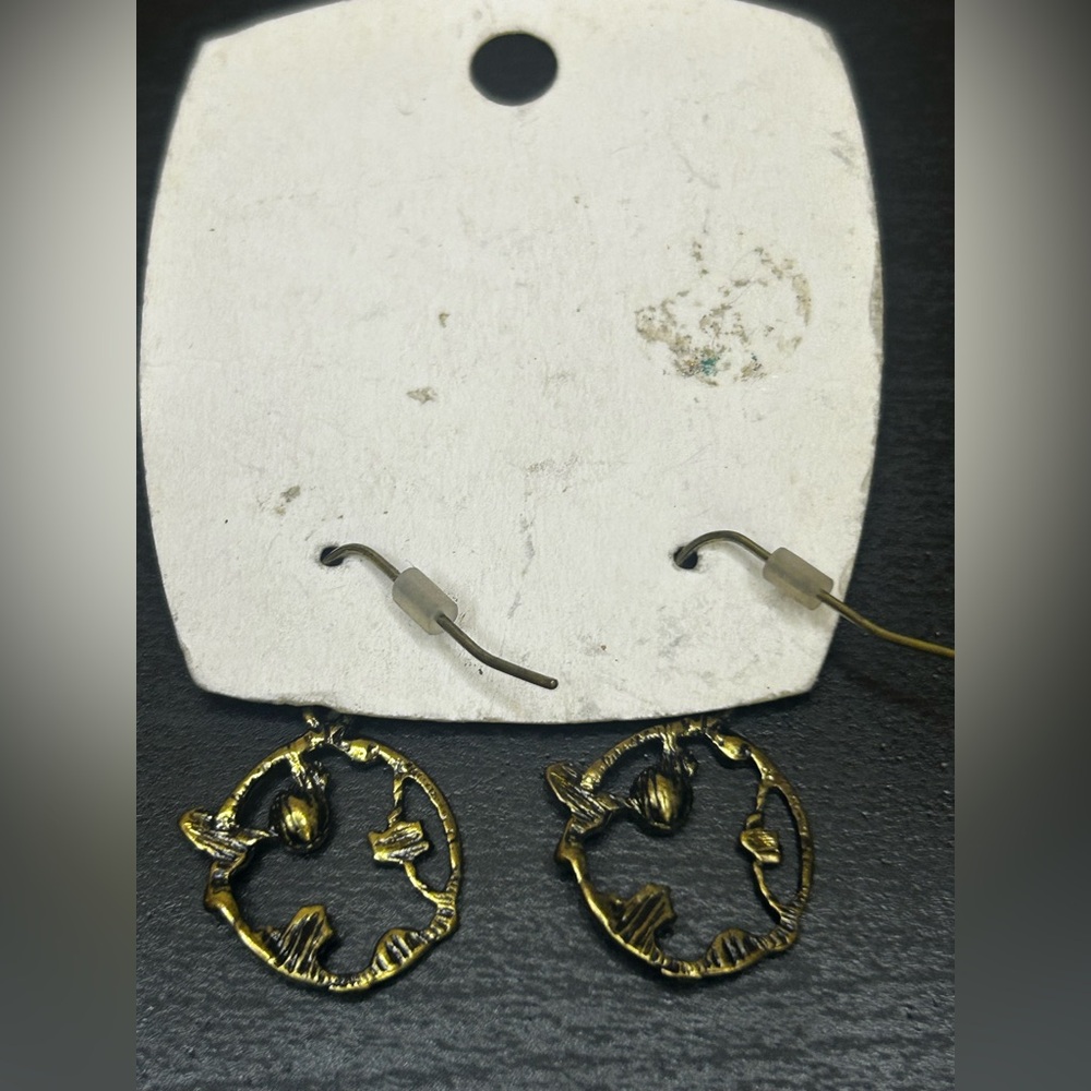 Cost Plus World Market Antique Gold Earrings with Crystal Detail - Picture 4 of 4
